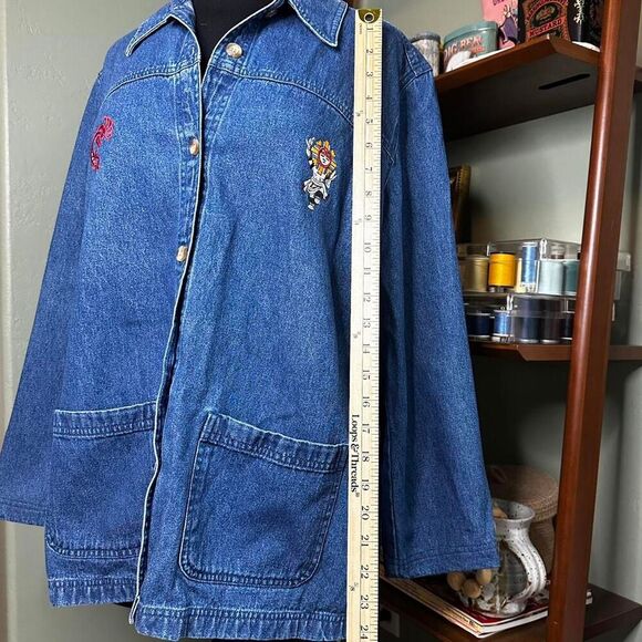 Vintage Classic Elements Denim Shirt - Size L - Aztec Embroidered 100% Cotton - Picture 8 of 8